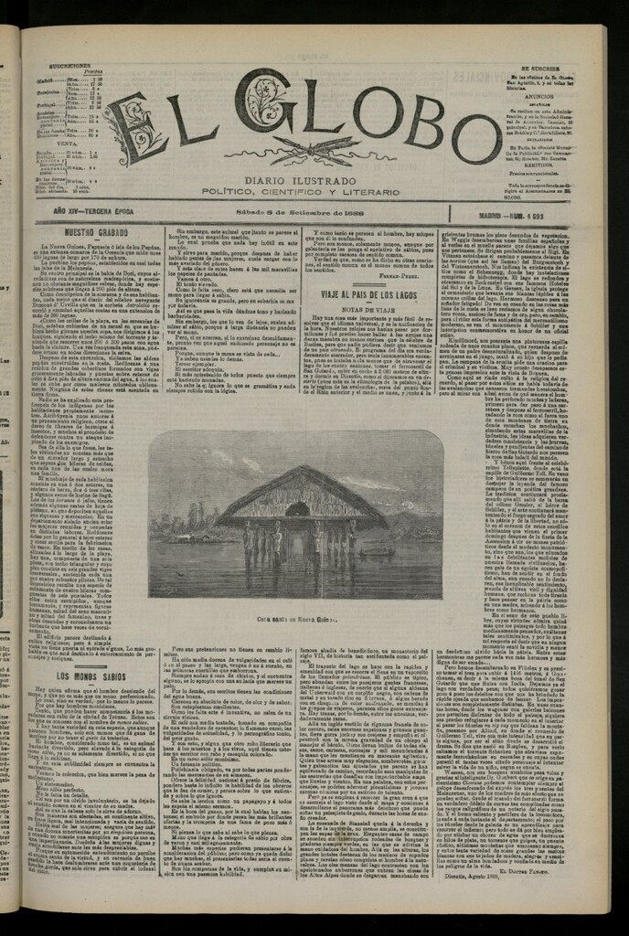 Miniatura de El Globo : diario ilustrado del 8 de septiembre de 1888, nº 4693
