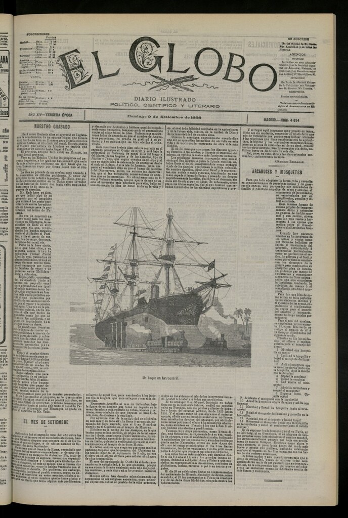 Miniatura de El Globo : diario ilustrado del 9 de septiembre de 1888, nº 4694
