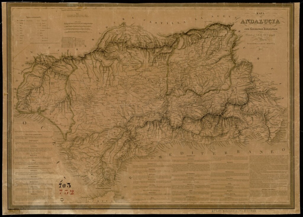 Miniatura de Atlas de España. Mapa de Andalucía con las nuevas divisiones. Formado por A.H. Du. París 1837. (Atlas de España y Portugal?)