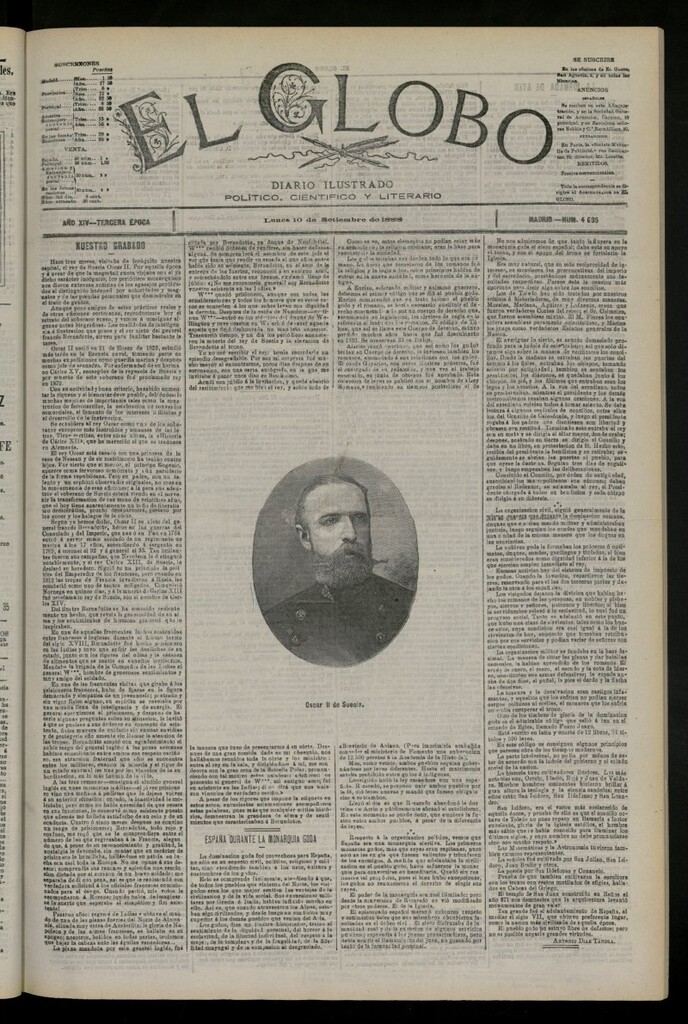 Miniatura de El Globo : diario ilustrado del 10 de septiembre de 1888, nº 4695