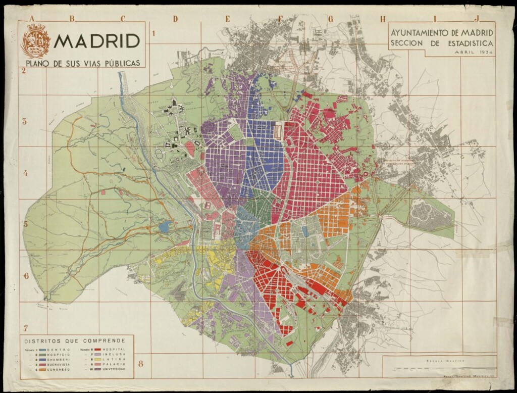 Miniatura de Madrid. Plano de sus vías públicas.