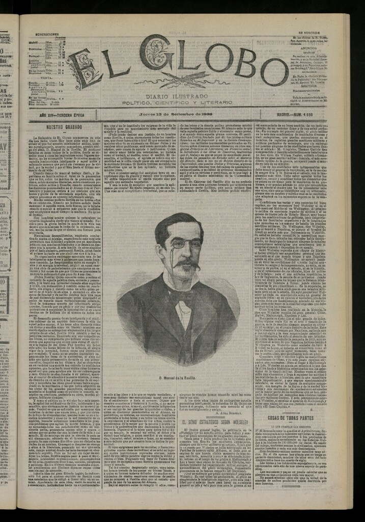 Miniatura de El Globo : diario ilustrado del 13 de septiembre de 1888, nº 4698