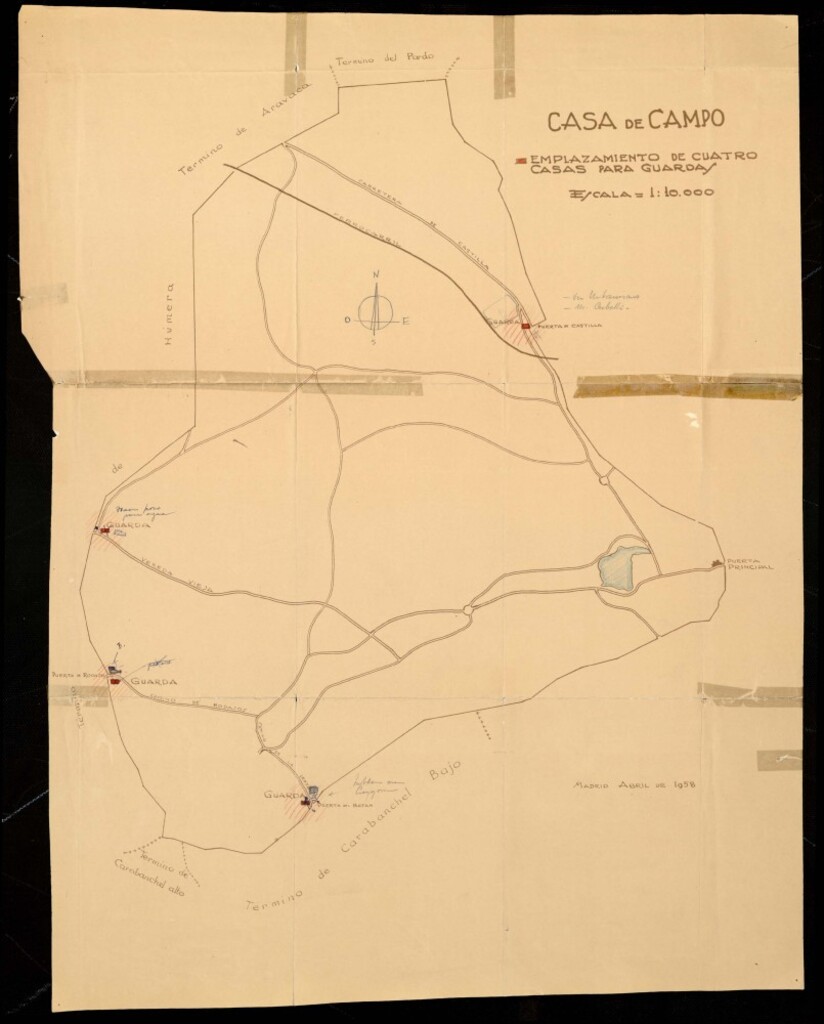 Miniatura de Emplazamiento de cuatro casas para guardias de la Casa de Campo