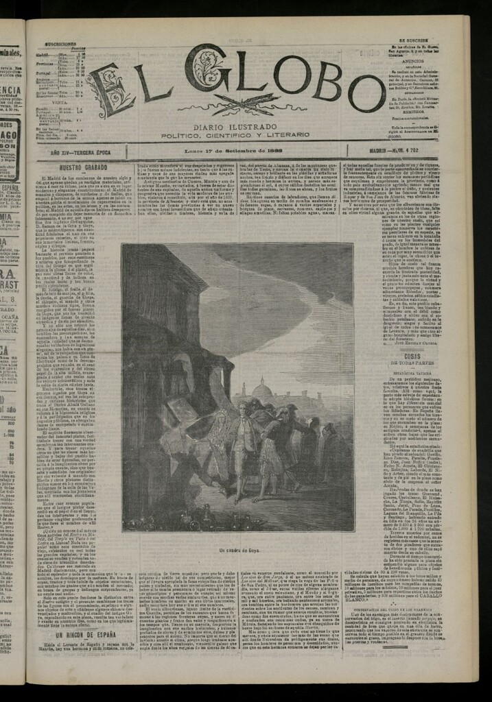 Miniatura de El Globo : diario ilustrado del 17 de septiembre de 1888, nº 4702