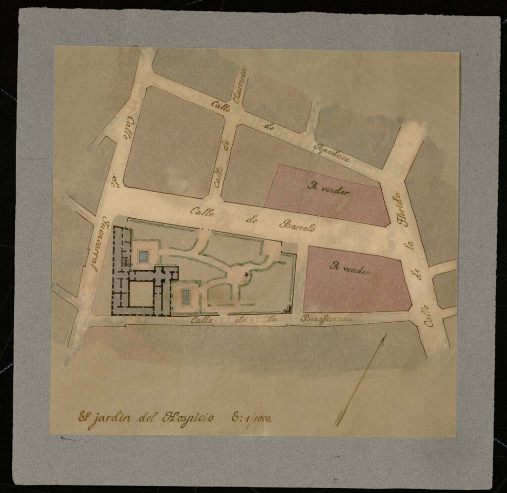 Miniatura de Planos del Hospicio (parte excluida del derribo). Diputación provincial y Ayuntamiento de Madrid.1922.