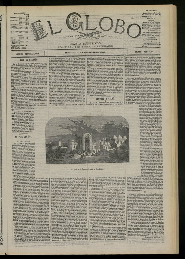 Miniatura de El Globo : diario ilustrado del 19 de septiembre de 1888, nº 4704
