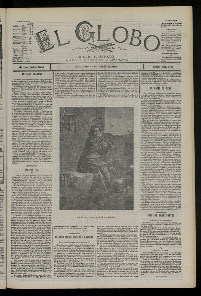 Miniatura de El Globo : diario ilustrado del 20 de septiembre de 1888, nº 4705