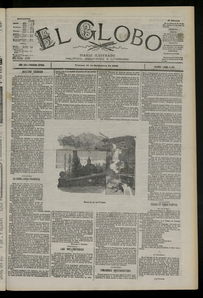 Miniatura de El Globo : diario ilustrado del 21 de septiembre de 1888, nº 4706