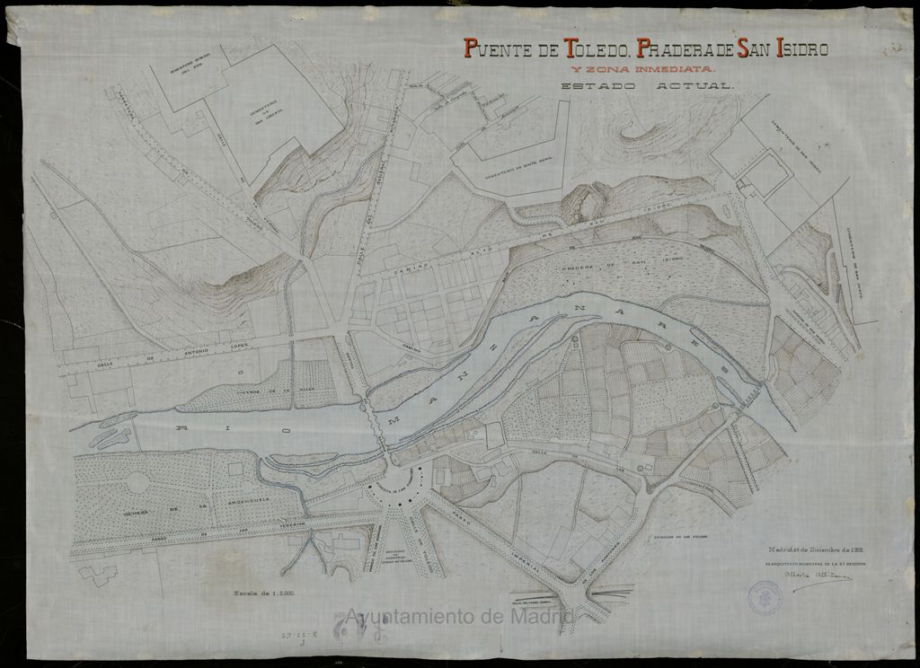 Miniatura de Proyecto de aislamiento del puente de Toledo, glorieta del Puente de Toledo, y parque comprensivo de la pradera de S. Isidro y de su Ermita