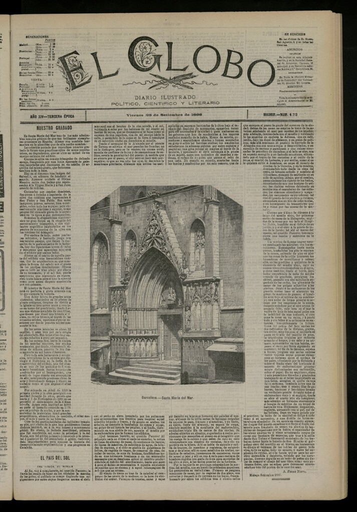 Miniatura de El Globo : diario ilustrado del 28 de septiembre de 1888, nº 4713