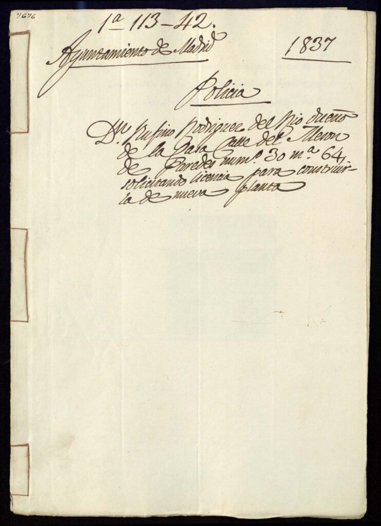 Miniatura de Don Rufino Rodríguez del Río dueño de la casa de la calle del Mesón de Paredes, número 30, manzana 64, solicitando licencia para construir de nueva planta.