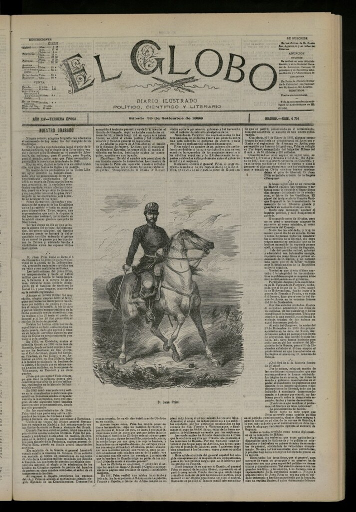 Miniatura de El Globo : diario ilustrado del 29 de septiembre de 1888, nº 4714