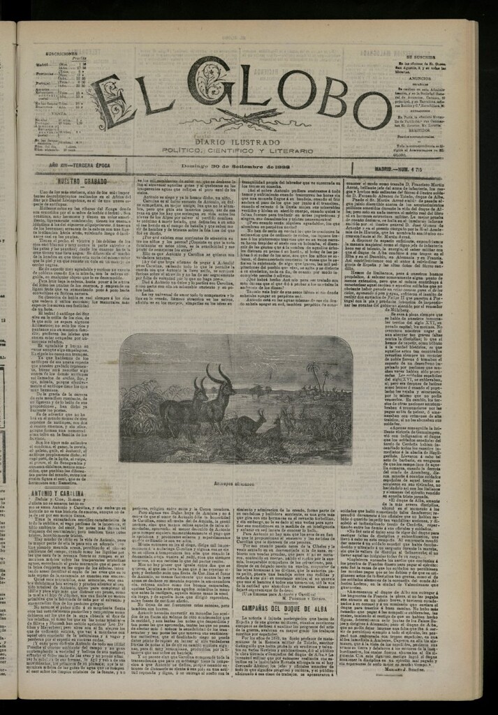 Miniatura de El Globo : diario ilustrado del 30 de septiembre de 1888, nº 4715