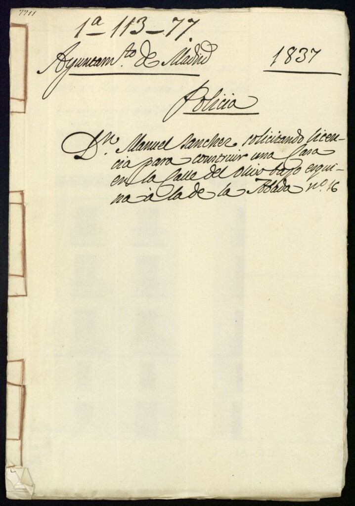 Miniatura de Don Manuel Sánchez, solicitando licencia para construir una casa en la calle del Olivo bajo esquina á la de la Abada nº 6.