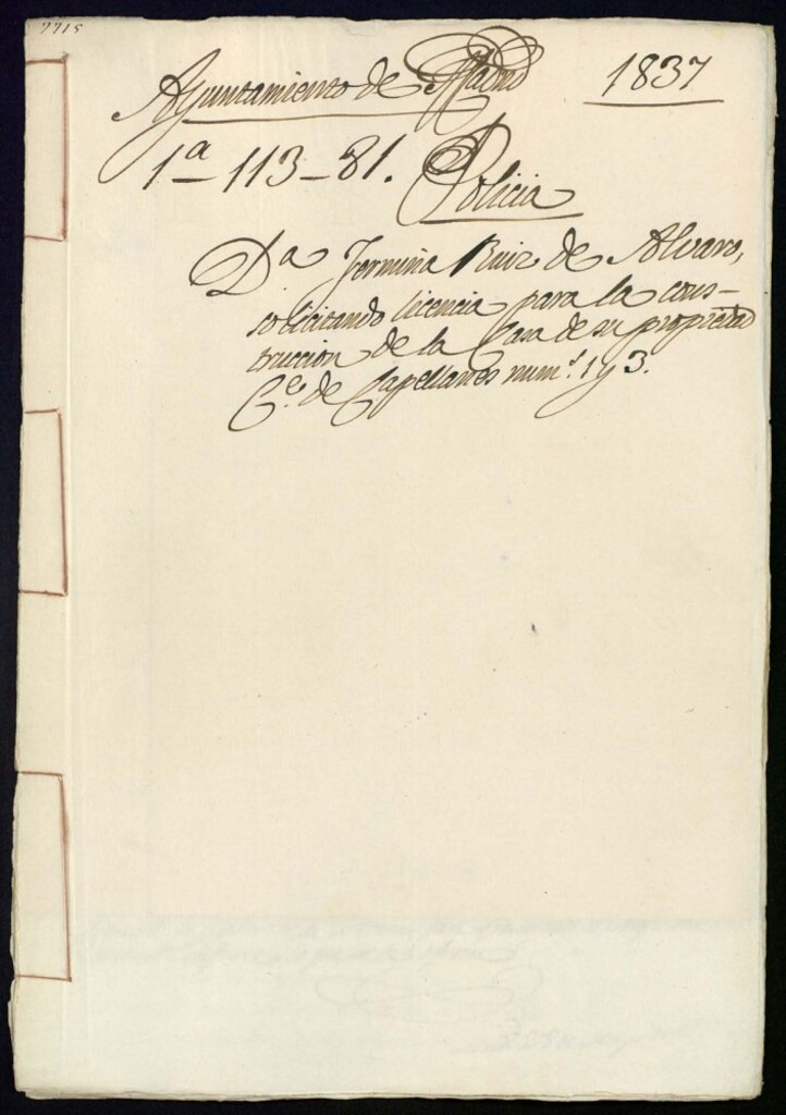 Miniatura de Doña Fermina Ruiz de Álvaro, solicitando licencia para la construcción de la casa de su propiedad Calle de Capellanes nº 1 y .3