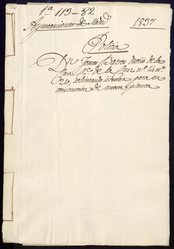 Miniatura de Don Tomás Batres, dueño de la casa, calle de la Cruz nº 14, manzana 210, solicitando licencia para su construcción de nueva planta.