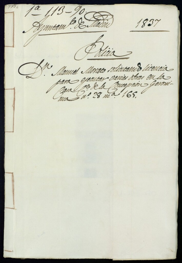 Miniatura de Don Manuel Morato, solicitando licencia para ejecutar varias obras en la casa, calle de la Concepción Jerónima nº 28, manzana 165