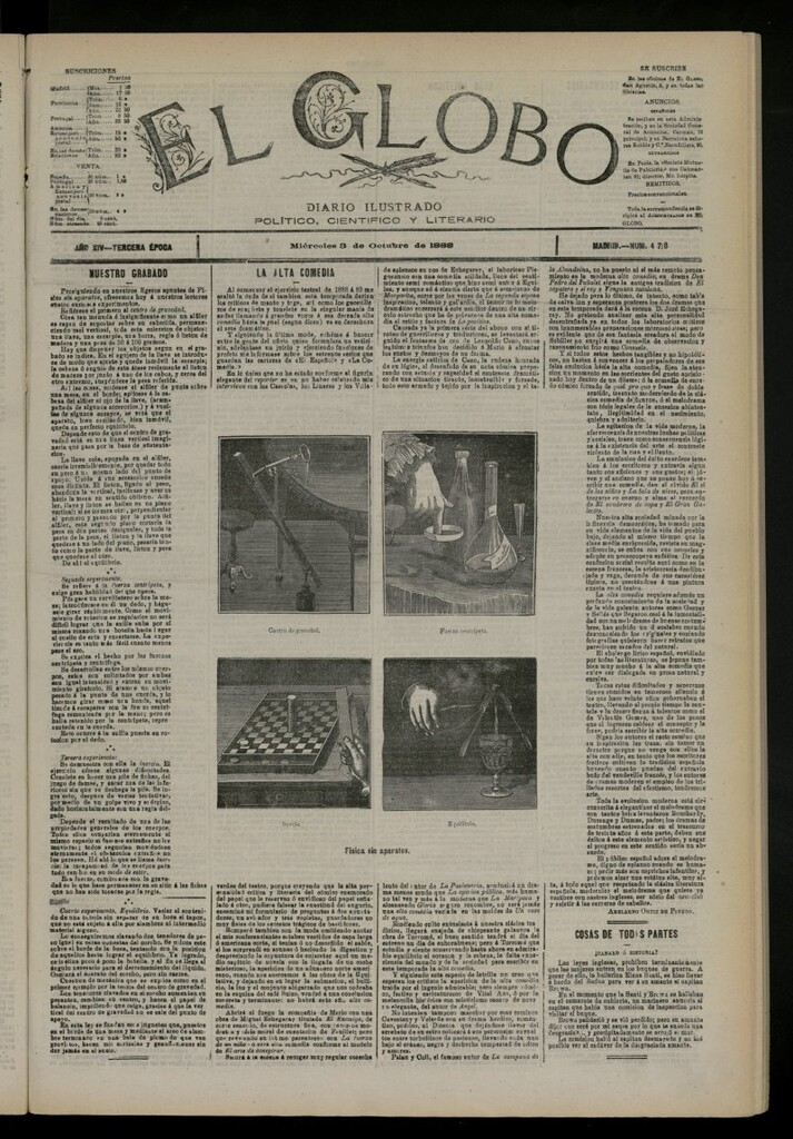 Miniatura de El Globo : diario ilustrado del 3 de octubre de 1888, nº 4718