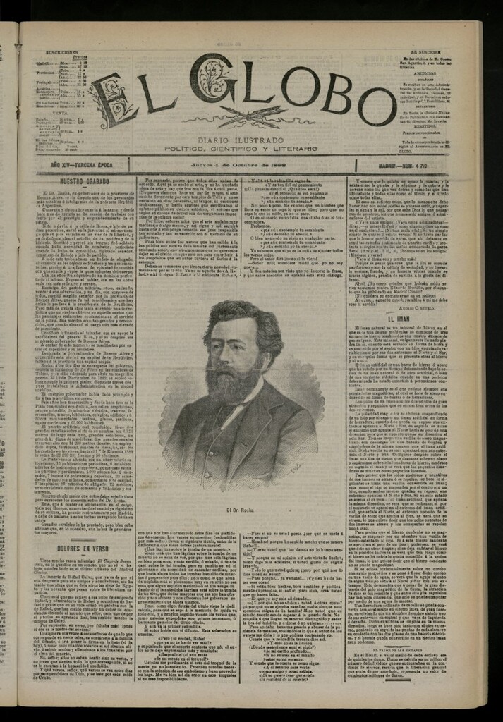 Miniatura de El Globo : diario ilustrado del 4 de octubre de 1888, nº 4719