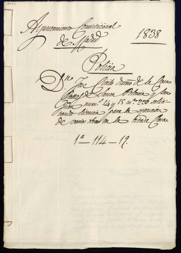 Miniatura de Don José Cirilo dueño de la casa de la calle de Santa Polonia y San Juan, 14 y 15 manzana 239, solicitando licencia para la ejecución de varias obras en la citada casa.