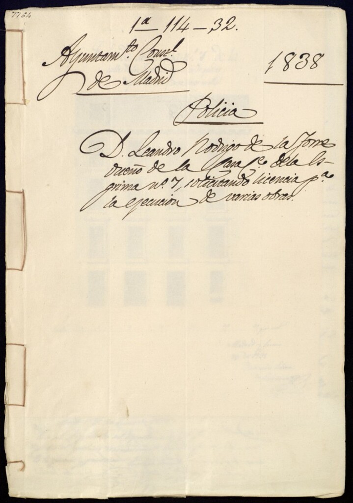 Miniatura de Don Leandro Rodrigo de la Torre dueño de la casa de la calle de la Esgrima, 7, solicitando licencia para la ejecución de varias obras.