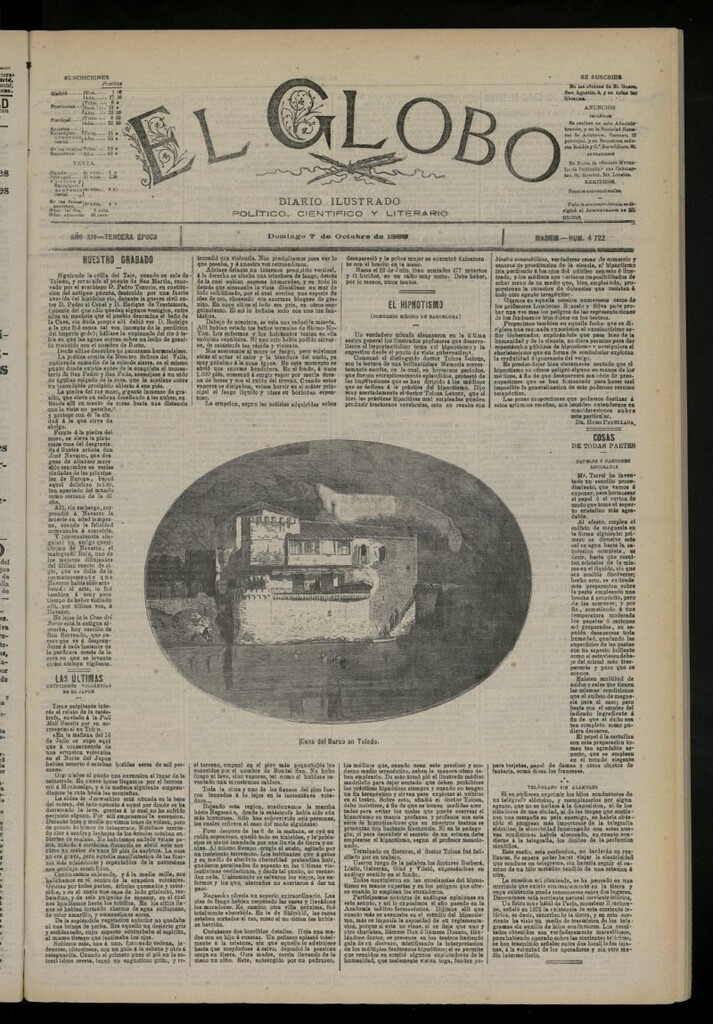 Miniatura de El Globo : diario ilustrado del 7 de octubre de 1888, nº 4722