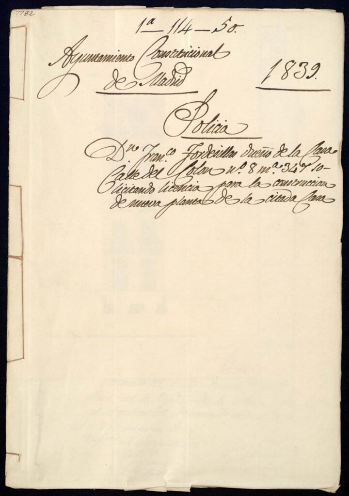 Miniatura de Don Francisco Tordesillas dueño de la casa de la calle de Colón, 8 manzana 347, solicitando una licencia para la construcción de nueva planta de la citada casa.