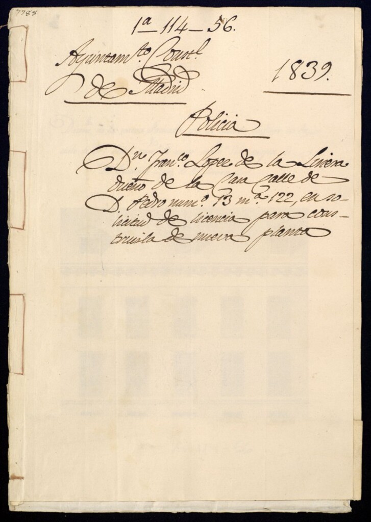 Miniatura de Don Francisco López de la Lenera, dueño de la casa de la calle de don Pedro, 13, manzana 122, en solicitud de licencia para construrla de nueva planta.