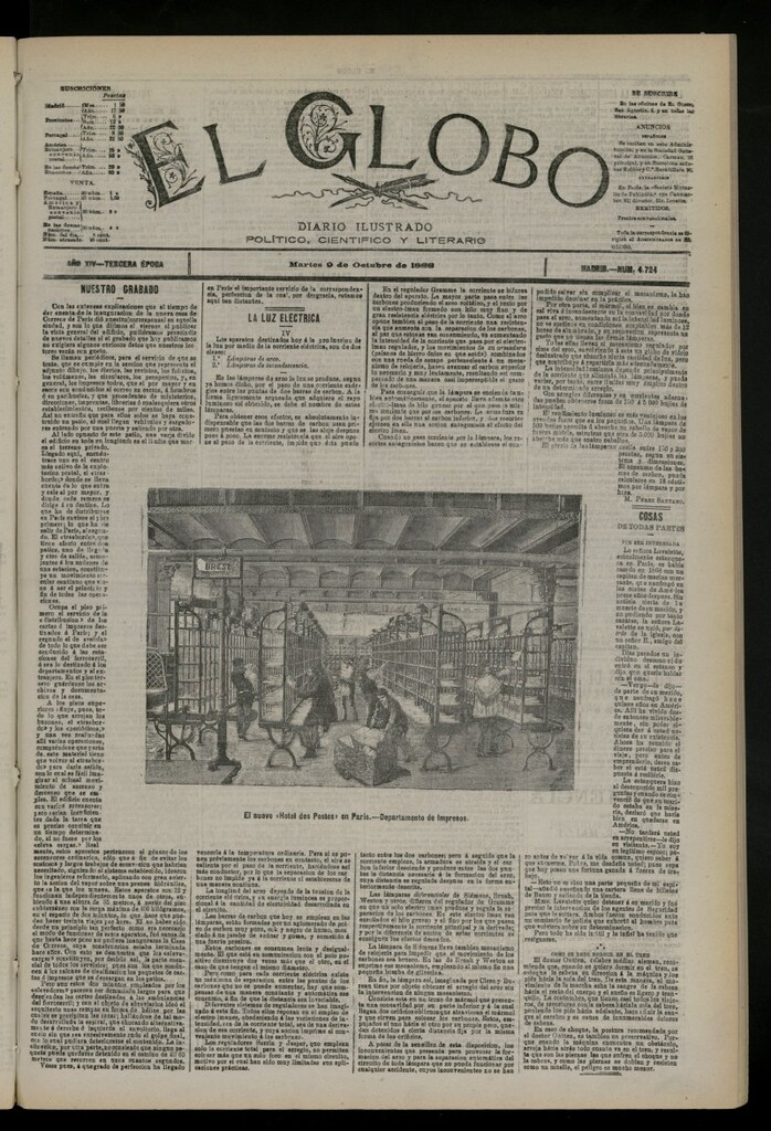 Miniatura de El Globo : diario ilustrado del 9 de octubre de 1888, nº 4724