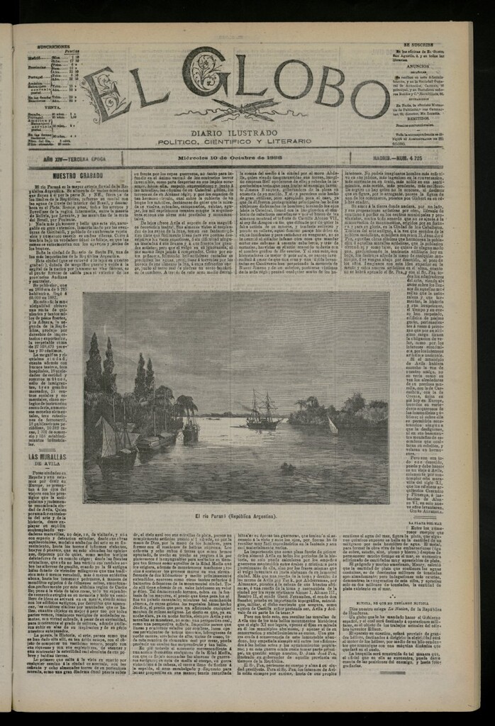 Miniatura de El Globo : diario ilustrado del 10 de octubre de 1888, nº 4725