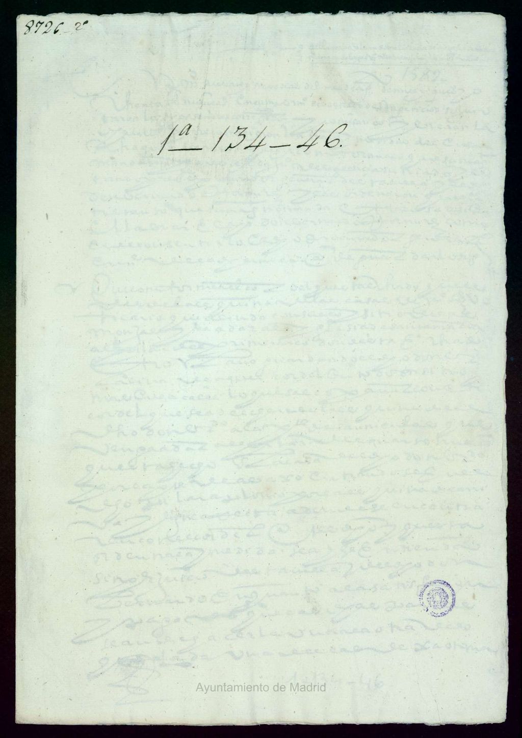 Miniatura de Declaración y tira de cuerdas de la casa que en el año de 1589 estaba labrando Don Bernardo Ramírez de Vargas, junto a San Nicolás.