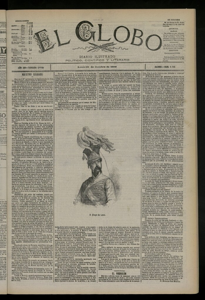 Miniatura de El Globo : diario ilustrado del 15 de octubre de 1888, nº 4730