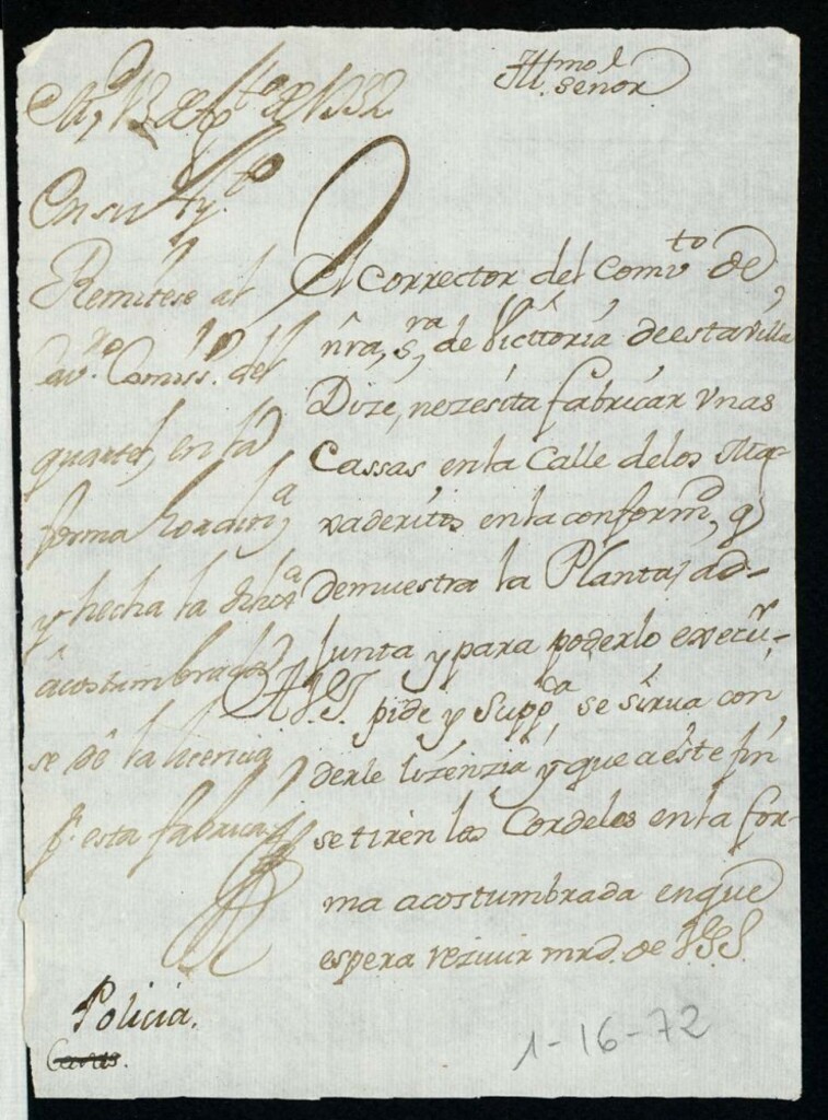Miniatura de Licencia al Corrector del Convento de la Victoria, para fabricar una casa en la Calle Angosta de Majaderitos