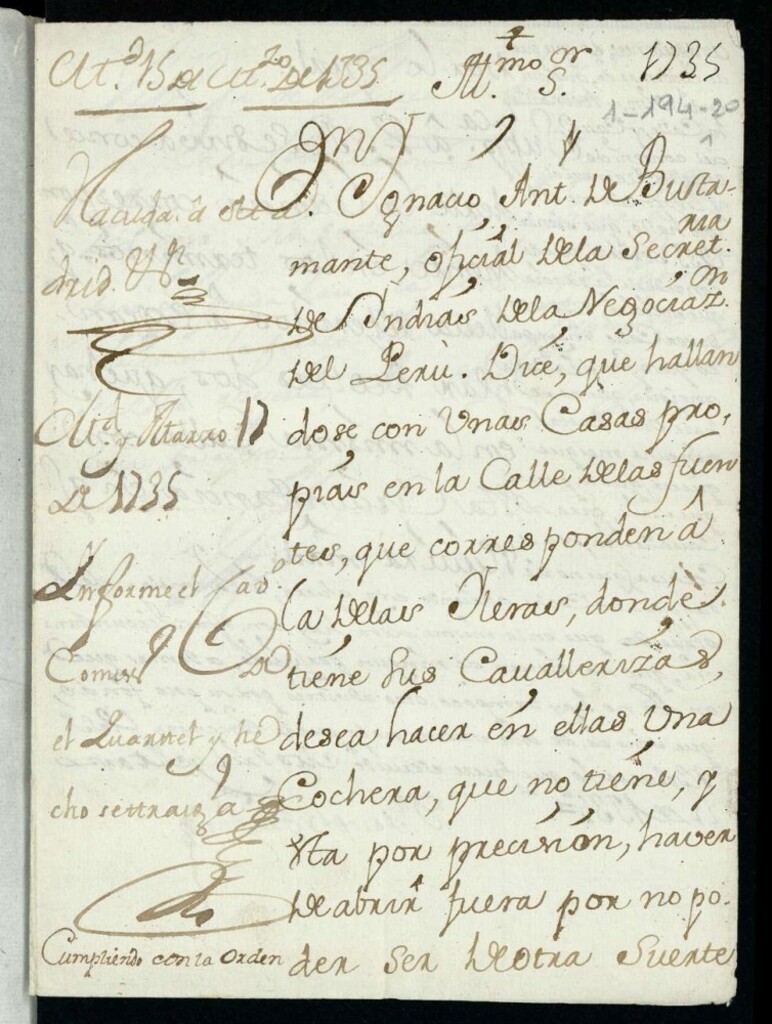 Miniatura de Licencia a Don Ignacio Antonio Bustamante para abrir una cochera con puertas afuera de su casa Calle de las Fuentes que correspondía a la de las Yleras