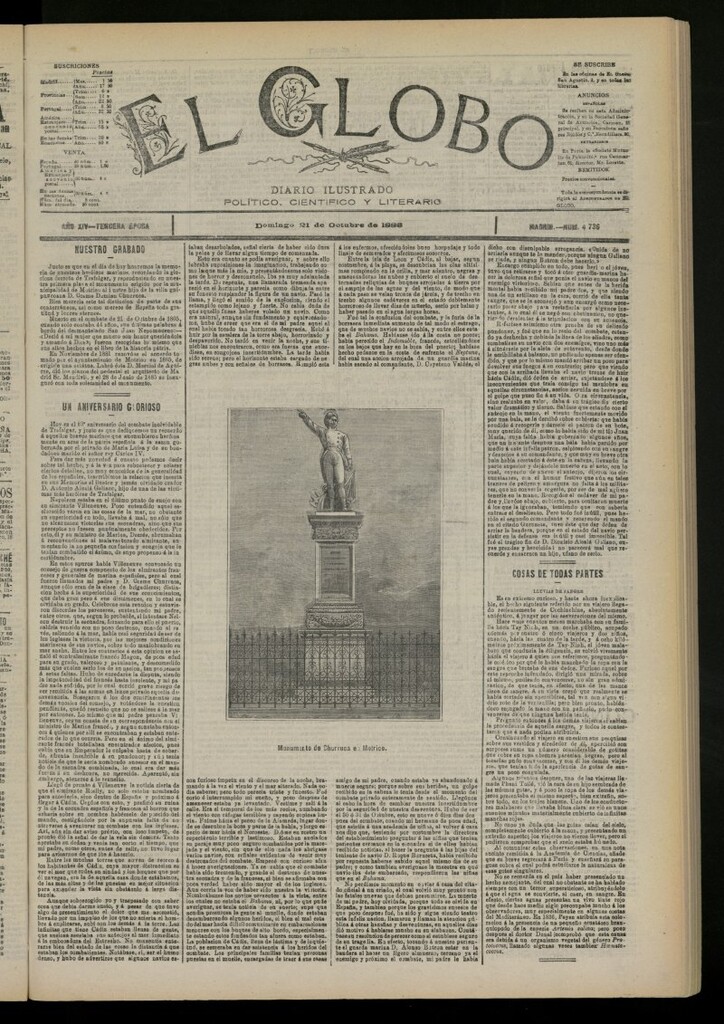 Miniatura de El Globo : diario ilustrado del 21 de octubre de 1888, nº 4736