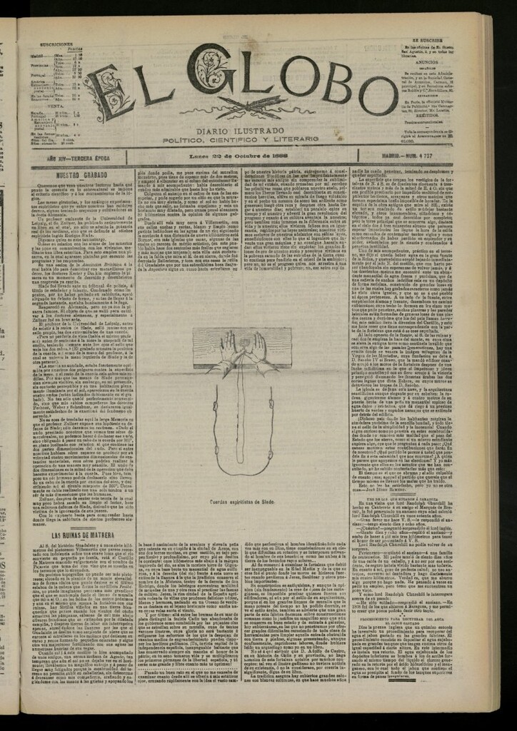 Miniatura de El Globo : diario ilustrado del 22 de octubre de 1888, nº 4737