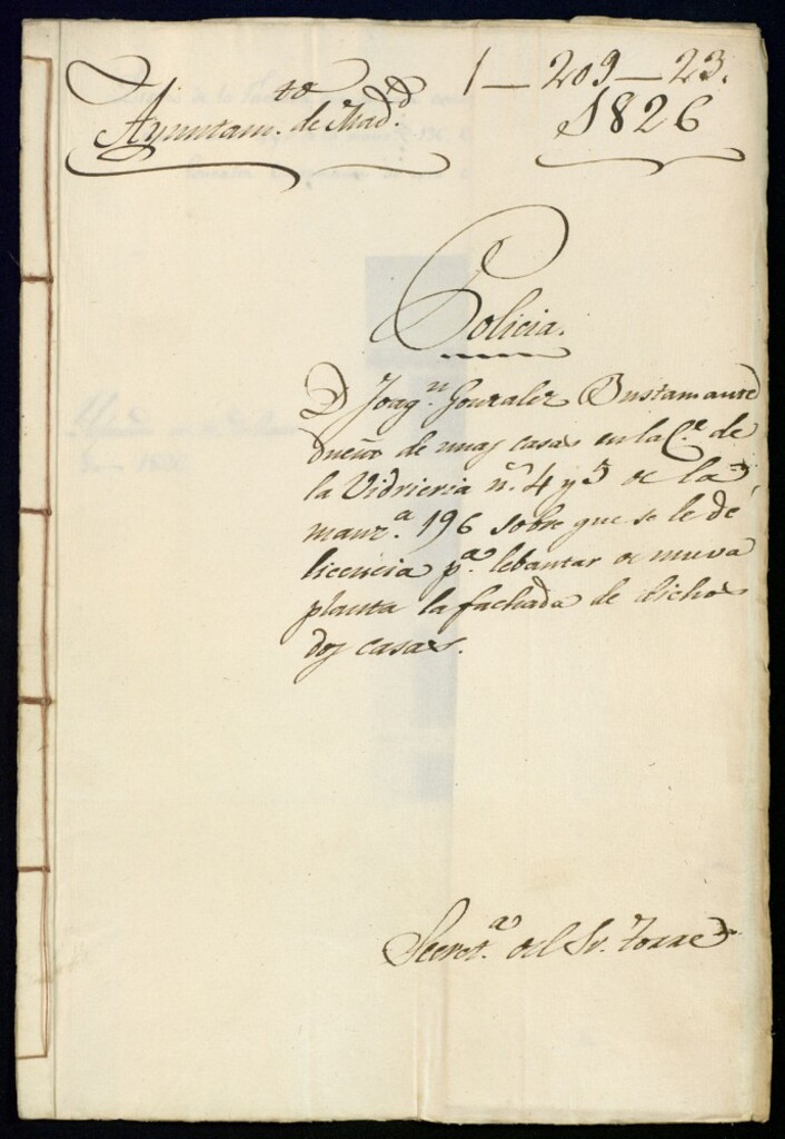 Miniatura de Don Joaquín González Bustamente dueño de unas casas en la calle de la Vidrieria, 4 y 5 de la manzana 196, sobre que se le de licencia para levantar de nueva planta la fachada de dichas dos casas.
