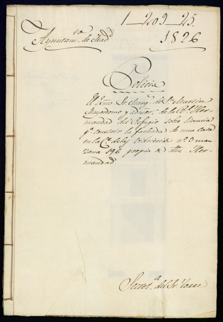Miniatura de El señor marqués de San Martín, mayordomo administrador de la Real Hermandad del Refugio sobre licencia para construir la fachada de una casa en la calle de las Vidrieras, nº 3, manzana 196, propia de dicha Hermandad.