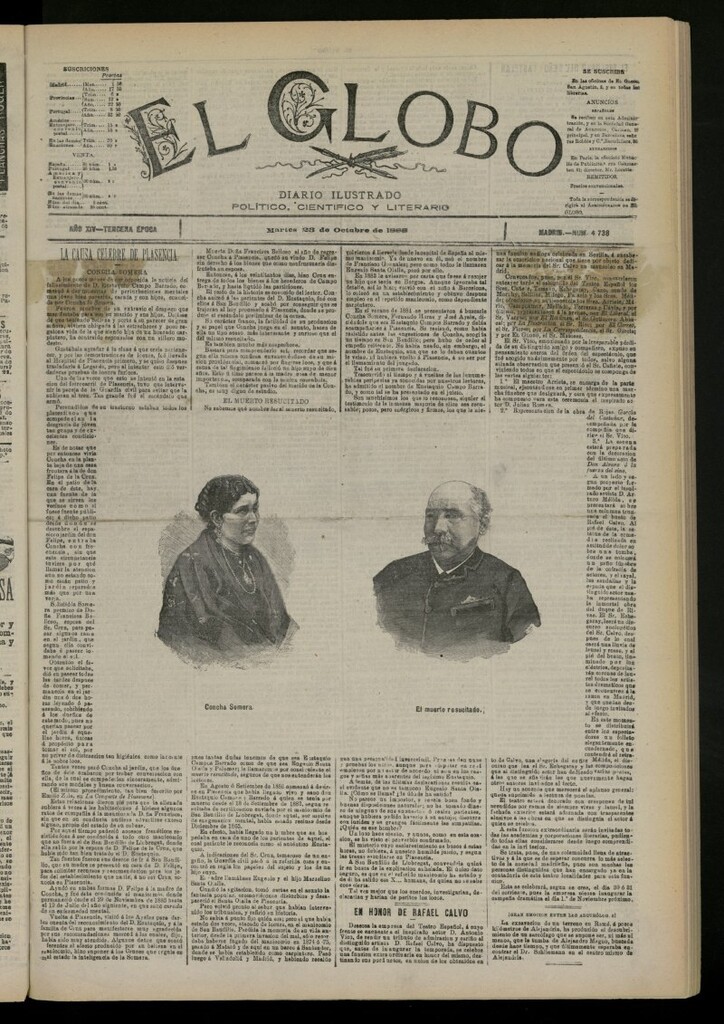 Miniatura de El Globo : diario ilustrado del 23 de octubre de 1888, nº 4738