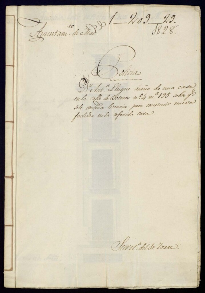 Miniatura de Don Antonio Llugue dueño de una casa de la calle de Boteros, 4, manzana 195 sobre que se le conceda licencia para construir nueva fachada en la referida casa