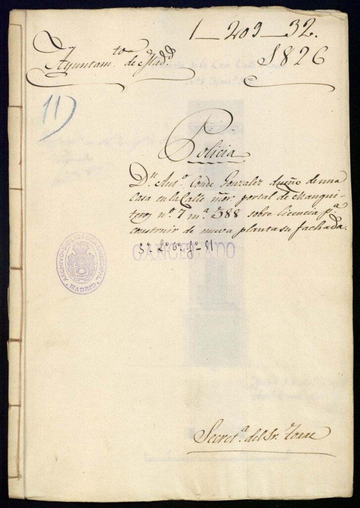Miniatura de Don Antonio Conde González dueño de una casa en la calle Mayor, portal de Manguiteros, 7, manzana 388, sobre licencia para construir de nueva planta su fachada.