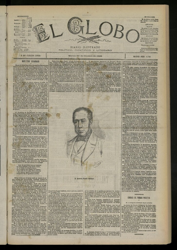 Miniatura de El Globo : diario ilustrado del 30 de octubre de 1888, nº 4745