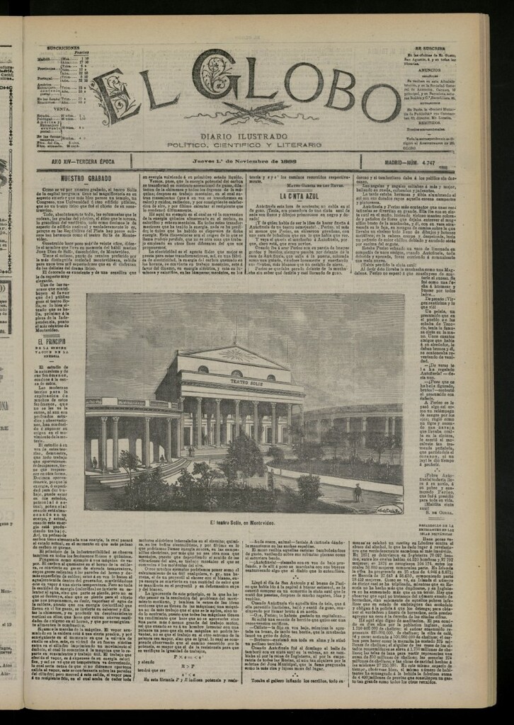 Miniatura de El Globo : diario ilustrado del 1 de noviembre de 1888, nº 4747