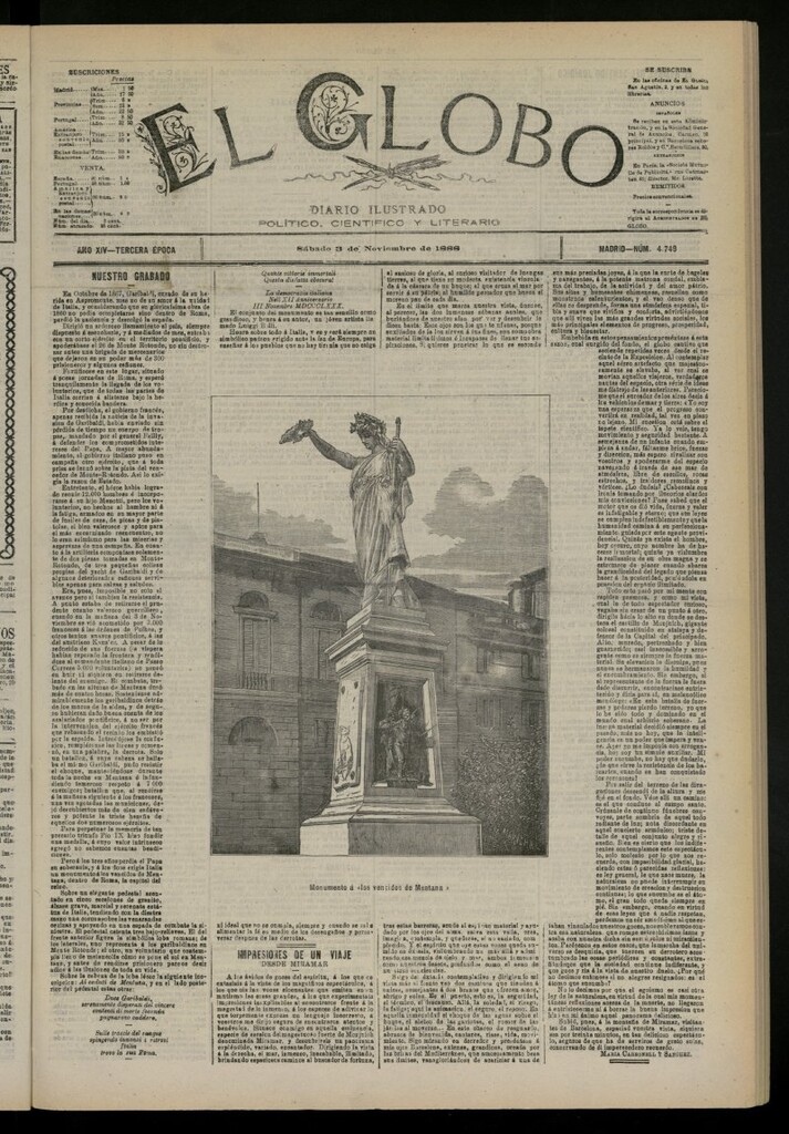 Miniatura de El Globo : diario ilustrado del 3 de noviembre de 1888, nº 4749