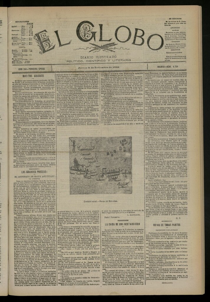 Miniatura de El Globo : diario ilustrado del 8 de noviembre de 1888, nº 4754
