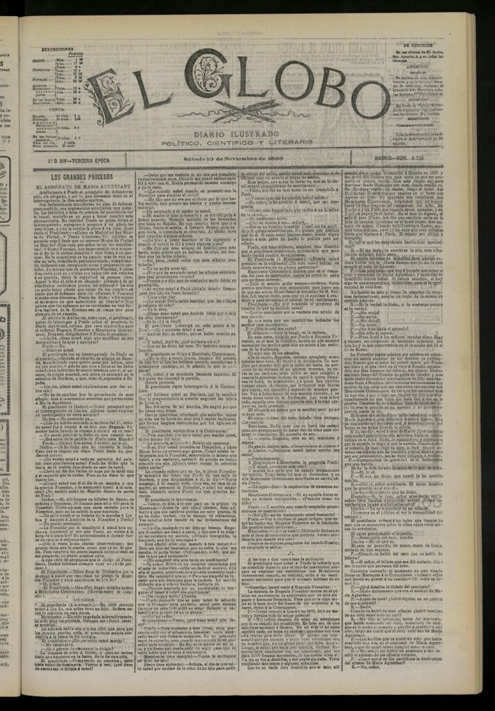 Miniatura de El Globo : diario ilustrado del 10 de noviembre de 1888, nº 4756