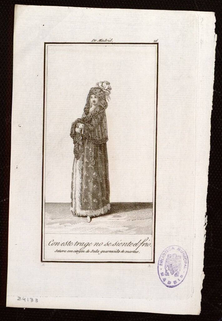 Miniatura de Con este trage no se siente el frio. Señora con cìtoyen de seda guarnecido de martas
