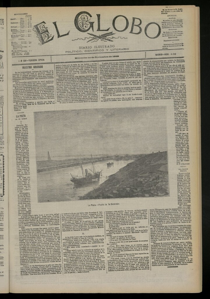 Miniatura de El Globo : diario ilustrado del 14 de noviembre de 1888, nº 4760