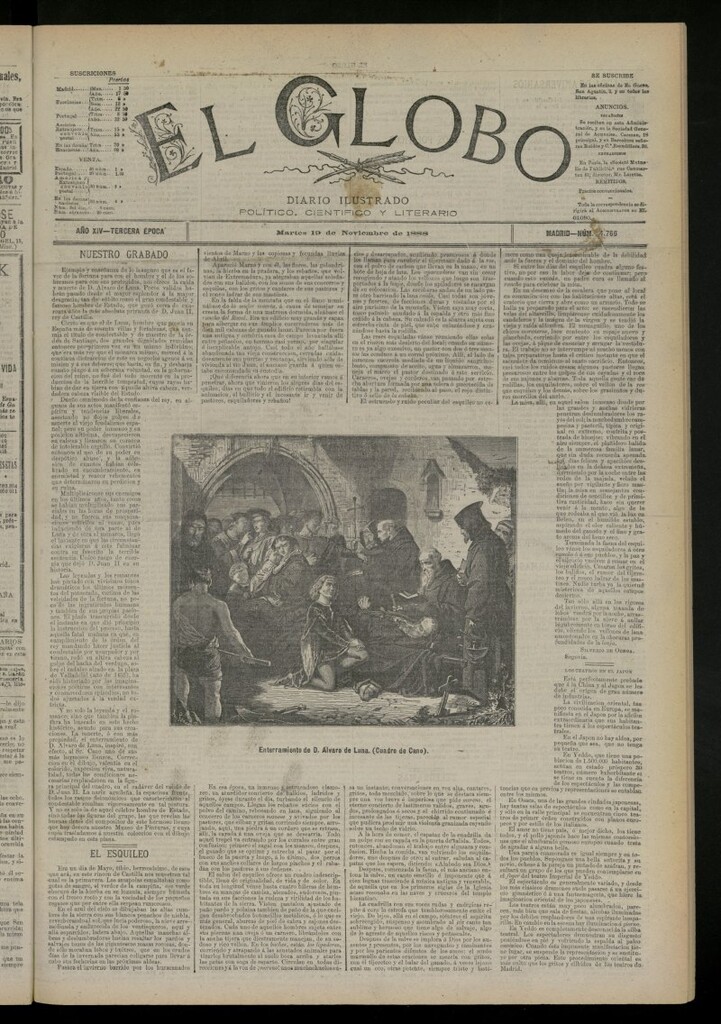 Miniatura de El Globo : diario ilustrado del 20 de noviembre de 1888, nº 4766