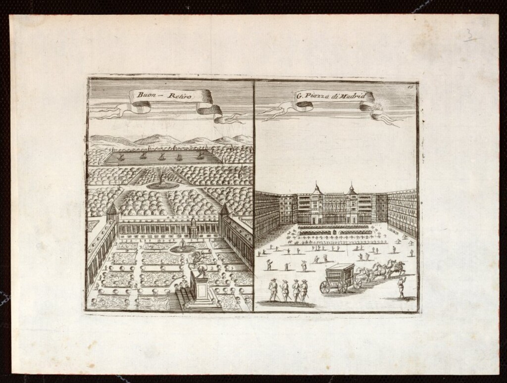 Miniatura de El palacio y los jardines del Buen Retiro y la Plaza Mayor. Madrid